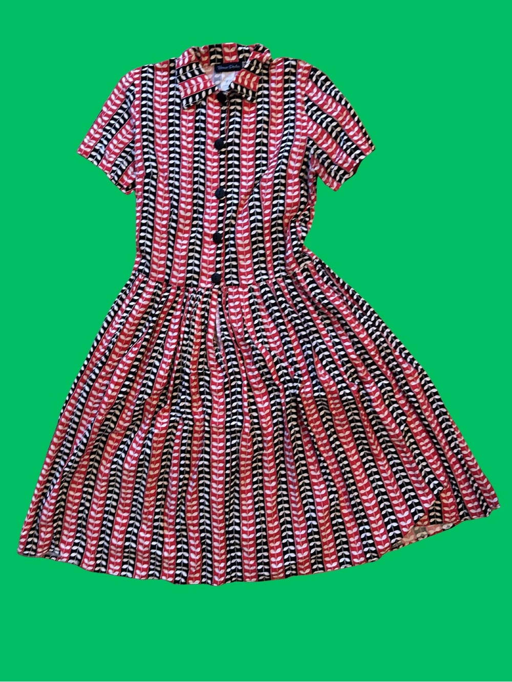 ModCloth Red, Black & White Striped Midi Dress